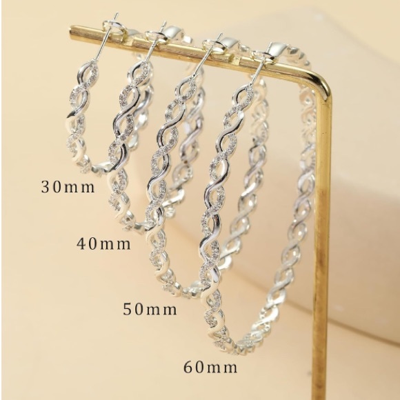 🌹🆕 925 Sterling Silver cubic zirconia CZ Twisted Hoop Earrings Christmas gift - Picture 4 of 5